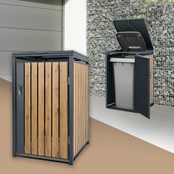 Afvalbak 1er tot 240L 68x80x116,3 cm gemaakt van staal in eiken look ML design