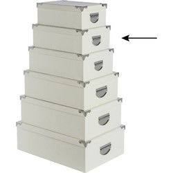 5Five Opbergdoos/box - ivoor wit - L32 x B21.5 x H12 cm - Karton - Opbergbox