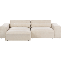 HELLNAR - Tweezitsbank met ottomaan - Lichtbeige - Fluweel