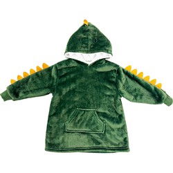 Geen merk DINO - Oversized Hoodie voor kinderen - 45x60 cm - Hoodie & deken in één - met capuchon - English Ivy - groen - Dutch Decor Limited Collection