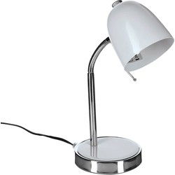 Atmosphera Tafellamp/bureaulampje - metaal - wit/zilver - H35 cm - Bureaulampen