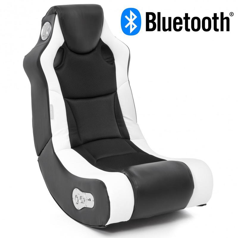 24Designs Racer - Racestoel Gamestoel - Bluetooth & Speakers - Zwart / Wit - 