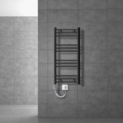 ECD Germany Badkamerverwarmer elektrisch 400 x 800 mm antraciet gebogen incl. verwarmingsstang 300W chroom
