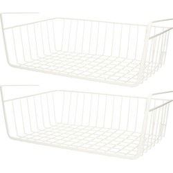 Urban Living Kastmandje - 4x - opberg/hang mandjes - rvs - wit - 40 x 25 x 14 cm - Opbergmanden