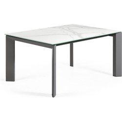Kave Home - Axis uitschuifbare tafel van porselein met poten in antraciet 160 (220) cm