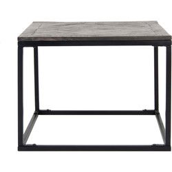Bijzettafel Massief Mangohout met Parketpatroon Grijs