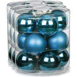 36x stuks glazen kerstballen diep blauw 8 cm glans en mat - Kerstbal