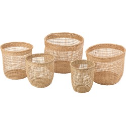 J-line - Set Van 5 Manden Oasis Zeegras Licht Naturel - 40x40x32cm