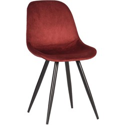 LABEL51 Eetkamerstoel Capri - Rood - Fluweel - Black Frame