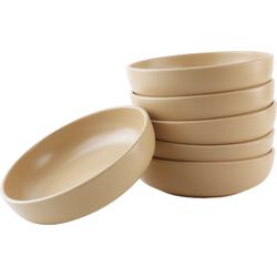 OTIX Diepe borden - Soepborden - Set van 6 stuks - 19cm - Beige - Keramiek - ORCHID