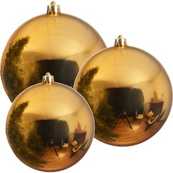 3x Grote gouden kerstballen van 14/20/25 cm glans van kunststof - Kerstbal