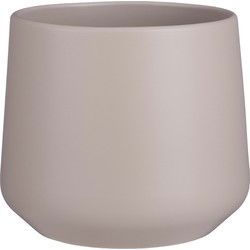 Mica Decorations Bloempot - taupe - mat - keramiek - H18/D21 cm - Plantenpotten