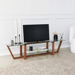 TV Meubel Amaufi Walnoot Glas 158x35x35 cm