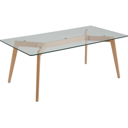 HUDSON  - Salontafel - Lichte houtkleur - Glas