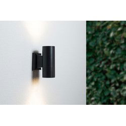 Groenovatie Wandlamp Up & Down, Rond, 2 x GU10 Fitting, Waterdicht IP54, Zwart
