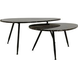 PTMD Salontafel Veria - 50x60x43 cm - Marmer - Bruin - Set van 2