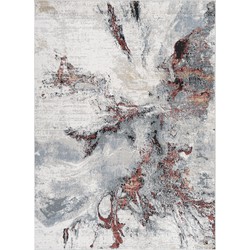 Modern Abstract Tapijt EMMA - Grijs/Rood - 200x275 cm