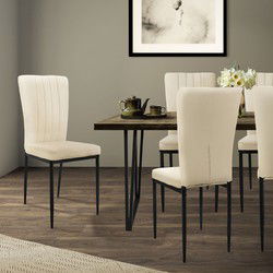 Eetkamerstoel set van 4 taupe met fluwelen bekleding en metalen poten Keukenstoel ML design