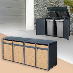 Afvalbox voor 4 bakken tot 240L 264x80x116,3 cm antraciet/larchlook staal ML design