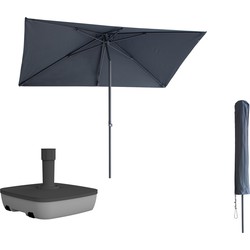 Kopu® Leon Parasol Rechthoek 150x250 cm - met Hoes en Voet - Grijs