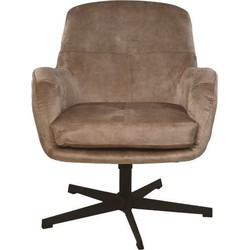 HSM Collection-Draaifauteuil Cleveland-75x73x88-Lever/Zwart-Stof/Metaal