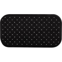 MSV Douche/bad anti-slip mat badkamer - rubber - zwart - 36 x 76 cm - Badmatjes