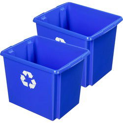 Sunware opslagbox - 2x - kunststof - 45L - blauw - 45 x 36 x 36 cm - Opbergbox