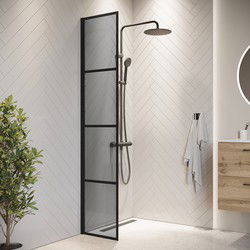 Badplaats Douchewand Essos 40 x 200 cm - Zwart – Inloopdouche 8 mm Getint Veiligheidsglas