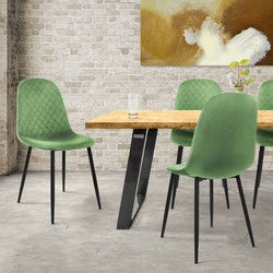 Eetkamerstoel set van 4 met rugleuning salie Keukenstoel met microvezel fluwelen hoes ML design
