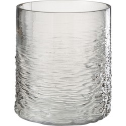 J-line - Windlicht Zee Glas Grijs Small - 19.5x19.5x22.5cm