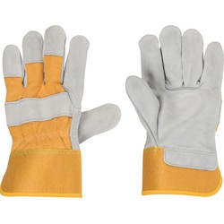 Werkhandschoenen - leer - geel - voor volwassenen - 1 paar - Werkhandschoenen