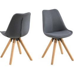 Eetkamerstoel - Donkergrijs - Zithoogte 49cm - Ljusvik - Set van 2