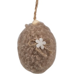 Clayre & Eef Paashanger Ei 7 cm Bruin Stof Decoratie Hanger