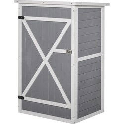 4goodz Tuinkast Houten Berging 56x75x115 cm - Grijs/Wit