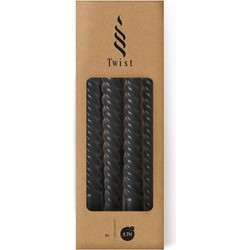 Twist kaarsen set 4 stuks dia. 2.2 x H 19 cm zwart