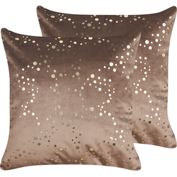 POPPY - Sierkussen set van 2 - Bruin - 45 x 45 cm - Fluweel