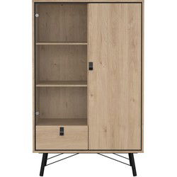 Vitrinekast met 2 deuren (waarvan 1 met glas) en 1 lade H161,8 cm  JOYCE