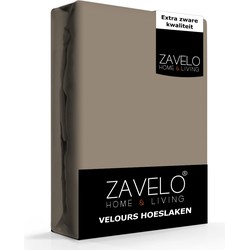 Zavelo Hoeslaken Velours Taupe - Fluweel Zacht - 30 cm Hoekhoogte - Rondom Elastiek - Velvet -2-persoons (140/150x200/220 cm)