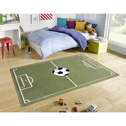 Kindervloerkleed - Voetbalveld Groen