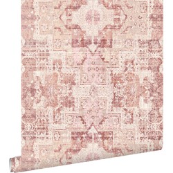 ESTAhome behang oosters kelim tapijt terracotta roze - 53 cm x 10,05 m - 148656