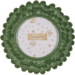 Clayre & Eef Fotolijst Ø 10 cm Groen Kunststof Glas Rond