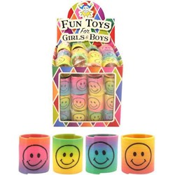 Uitdeelcadeautjes - Mini Smiley Spiralen Ø3.5 Cm in Traktatiebox (60 Stuks)