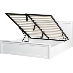 Beliani LAMBRES - Tweepersoonsbed-Wit-Dennenhout