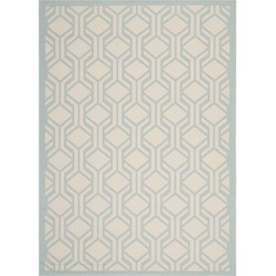 Safavieh Contemporary Indoor/Outdoor Woven Area Rug, Courtyard Collection, CY6114, in Beige & Aqua, 201 X 290 cm