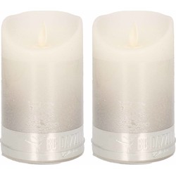 2x Luxe Led kaarsen zilver met wit 12,5 cm - LED kaarsen