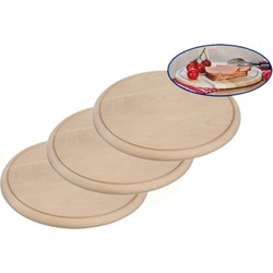 3x Houten serveerplankjes rond 28 cm - Serveerplanken