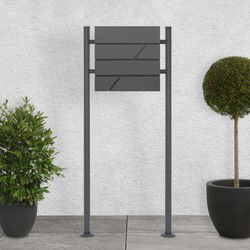 ML-Design brievenbus met krantenvak, antraciet, 37x11x37 cm, gemaakt van roestvrij staal
