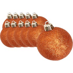 18x stuks kunststof glitter kerstballen oranje 6 cm - Kerstbal