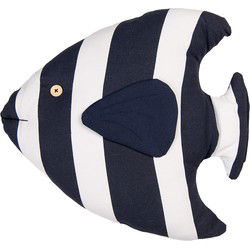 Clayre & Eef Sierkussen Vis 40x45x11 cm Wit Blauw Synthetisch
