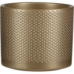 Mica Decorations Bloempot - goud - relief - keramiek - D15 x H13 cm - Plantenpotten